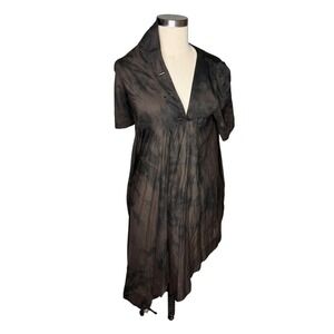 ALLSAINTS Cayatte Dress Brown Black Tie Dye Asymmetrical Cotton Women's Size 6